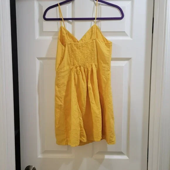 American Eagle Yellow Mini Dress With Button Details Size S Petite - Picture 2 of 3